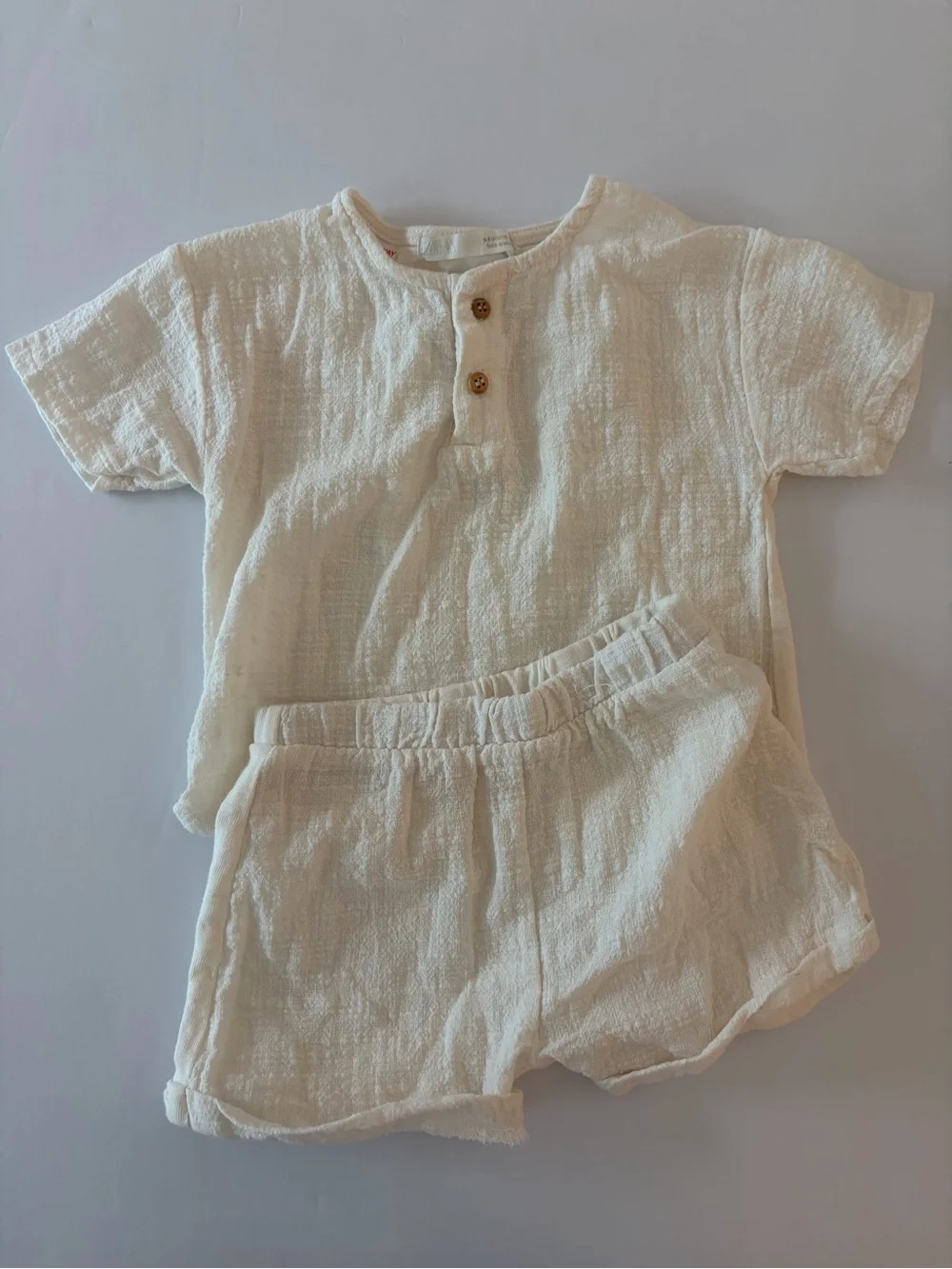 Zara Baby Matching Summer Set Infant Size 6-9 Months Ecru Cotton Casual
